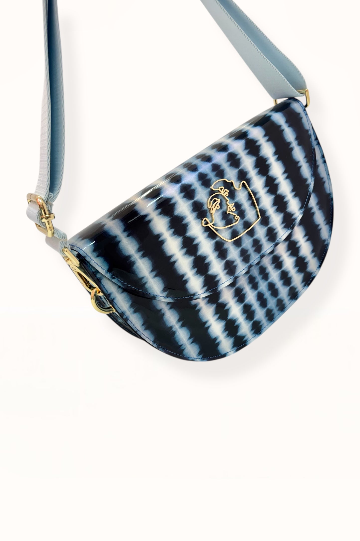 SIENNA BAG - BLUE TIE-DYE PATENT LEATHER