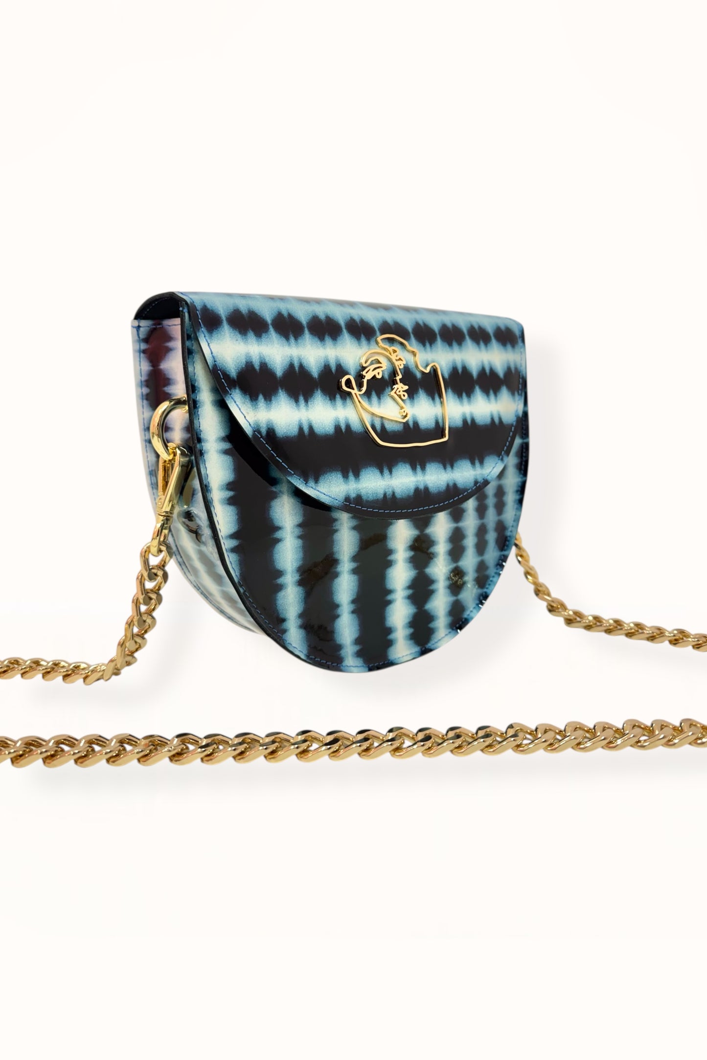 DORIS BAG - BLUE TIE-DYE PATENT LEATHER