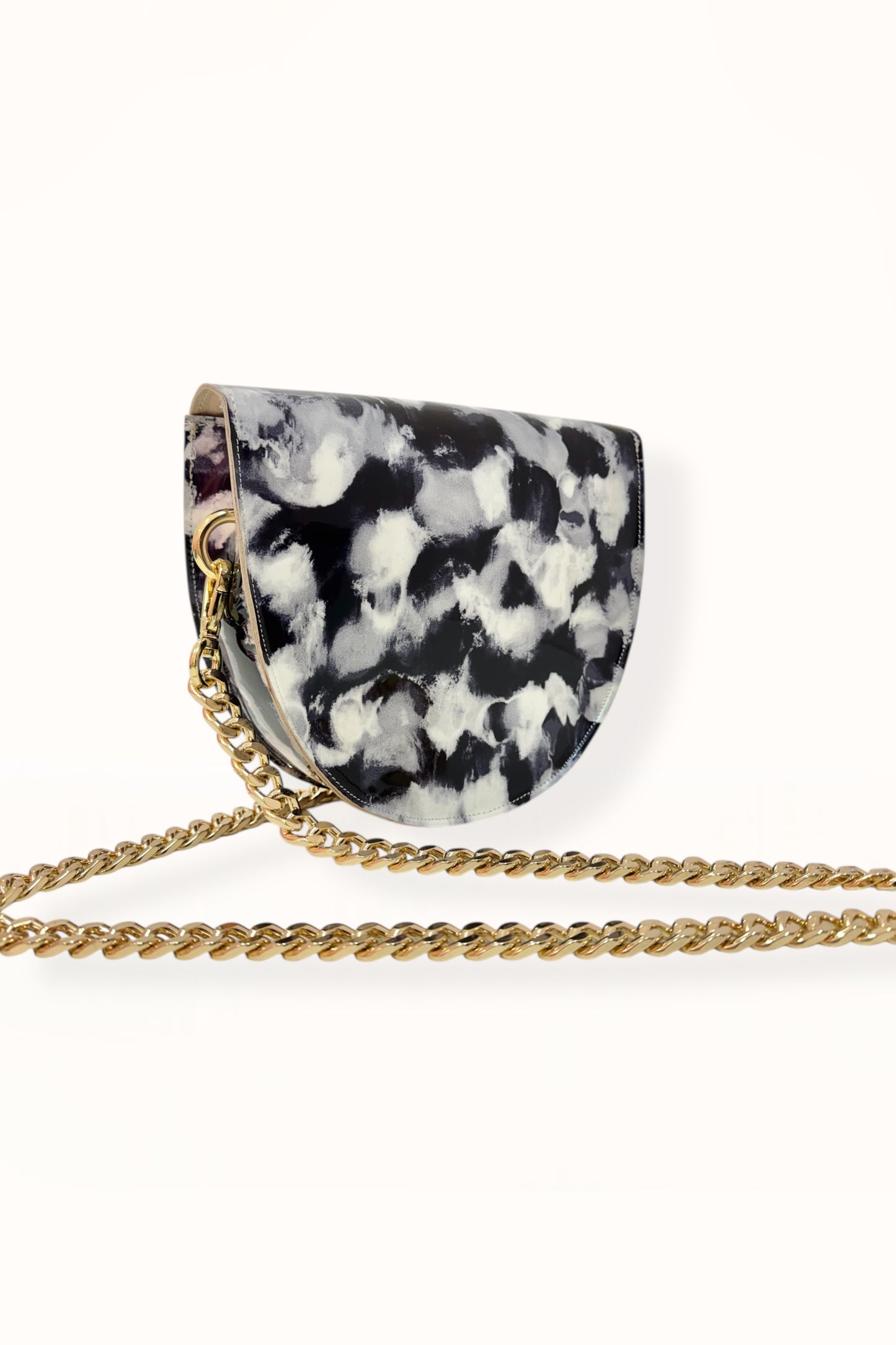 DORIS BAG - GREY & BLACK MARBLED PATENT LEATHER