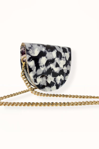 DORIS BAG - GREY & BLACK MARBLED PATENT LEATHER