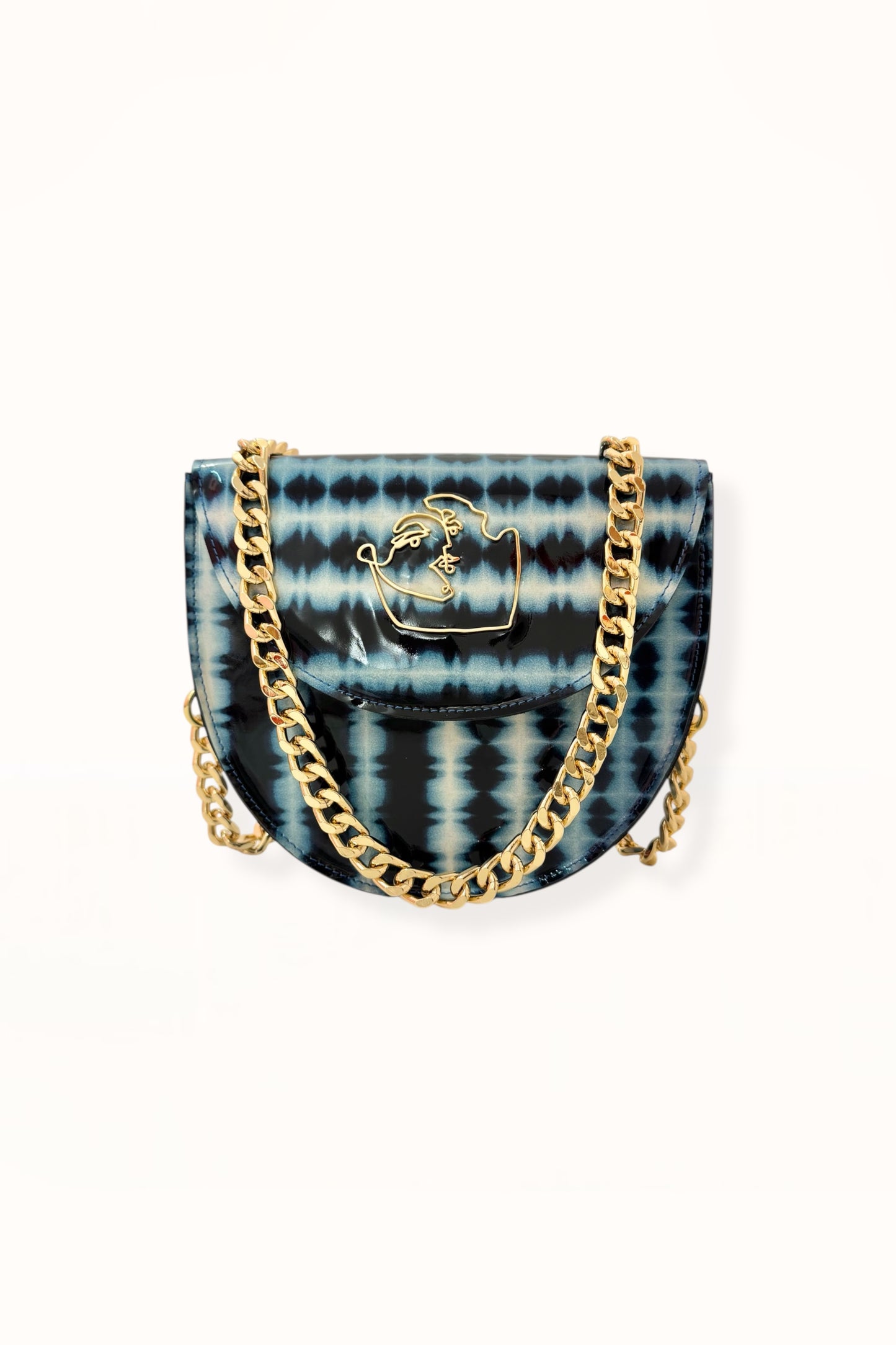DORIS BAG - BLUE TIE-DYE PATENT LEATHER