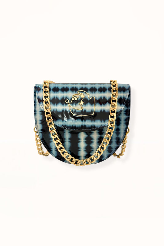 DORIS BAG - BLUE TIE-DYE PATENT LEATHER