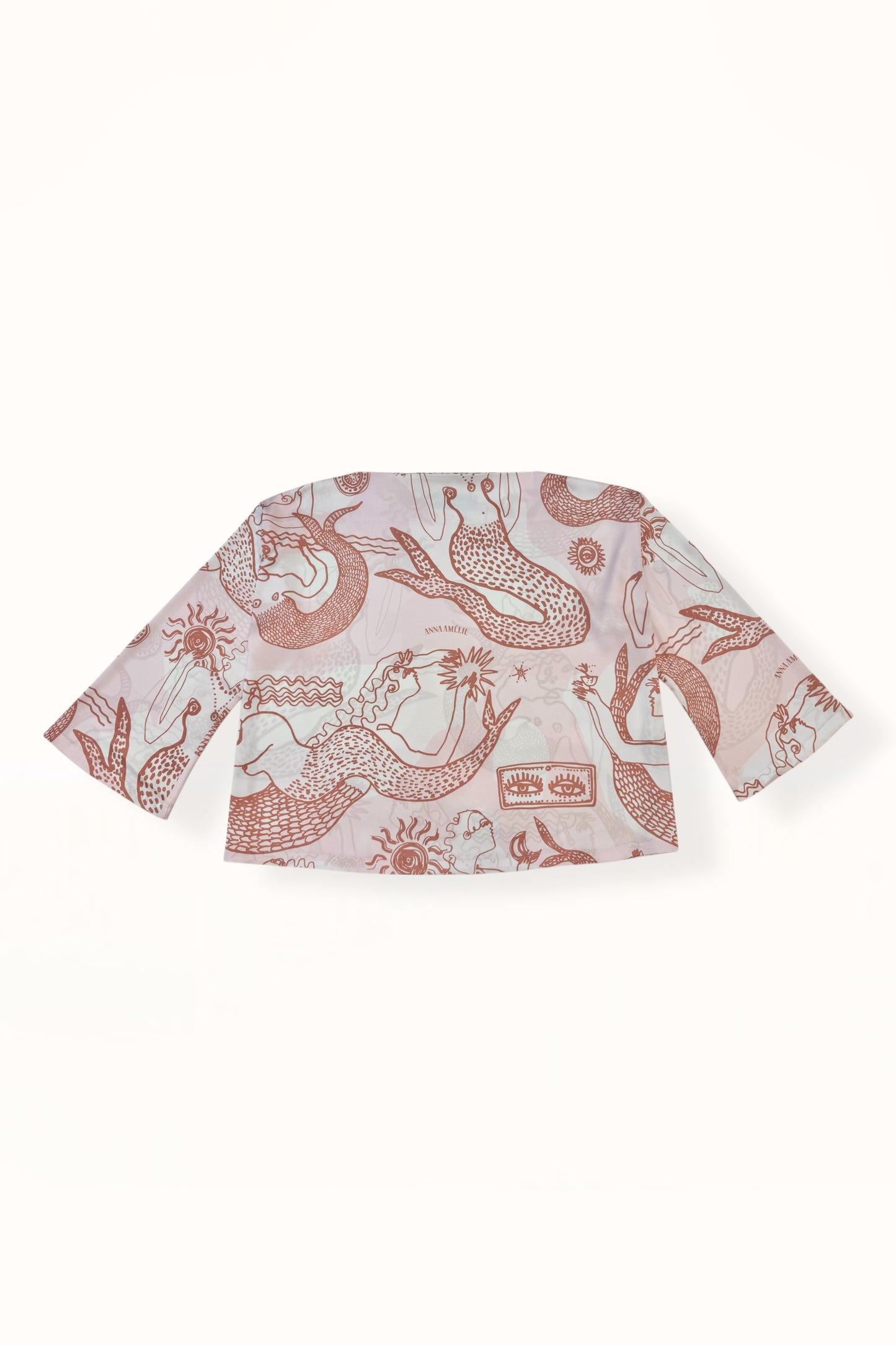 BOAT NECK SATIN TOP - "MERMAID PRINT"  | SOFT PINK