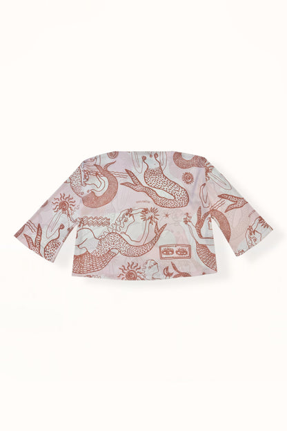 BOAT NECK SATIN TOP - "MERMAID PRINT"  | SOFT PINK