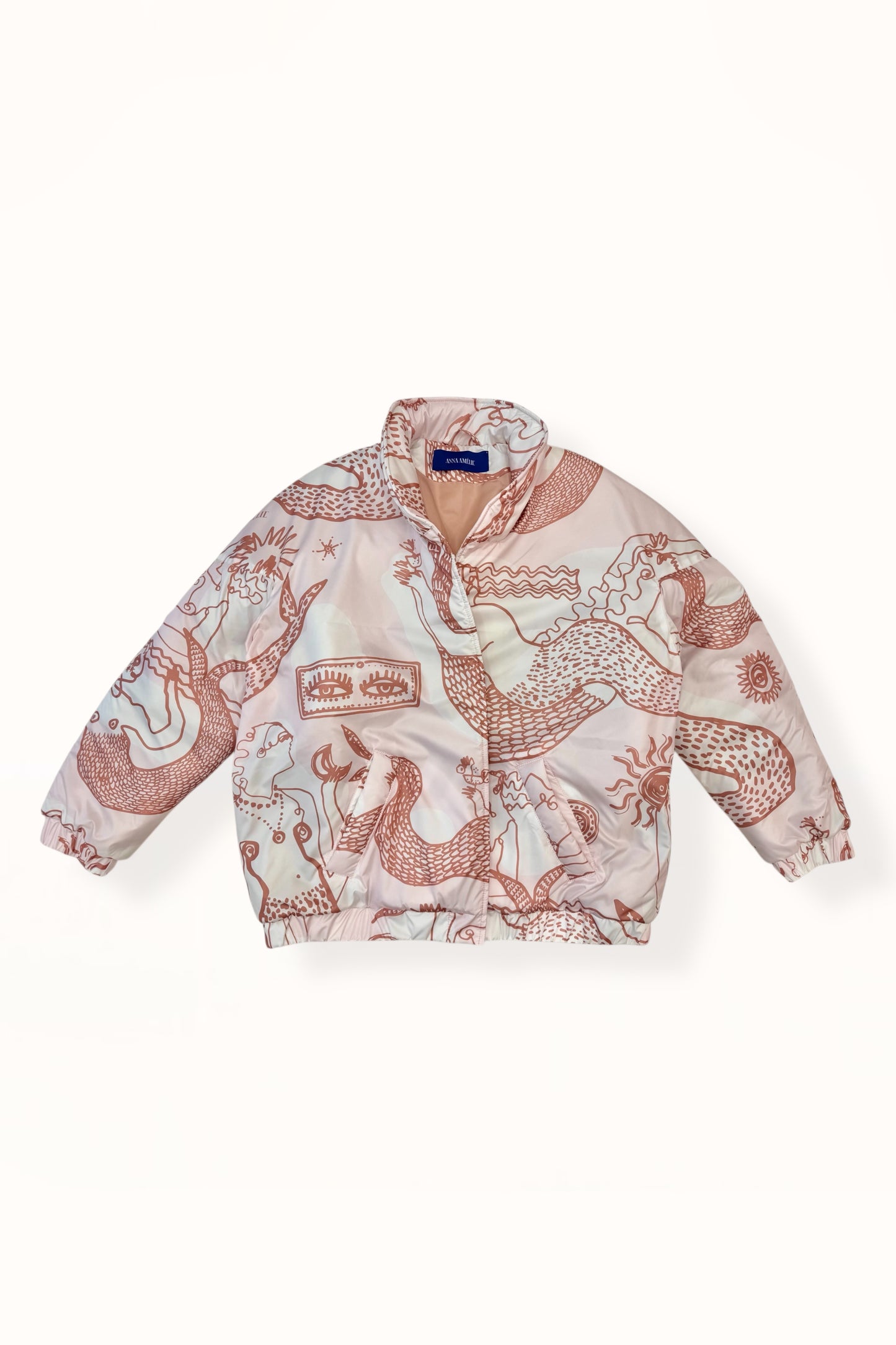 AMELIOU 2.0 PUFFER JACKET  - "MERMAID PRINT" | SOFT PINK