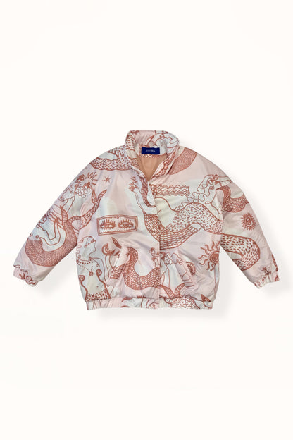 AMELIOU 2.0 PUFFER JACKET  - "MERMAID PRINT" | SOFT PINK