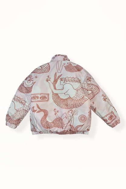 AMELIOU 2.0 PUFFER JACKET  - "MERMAID PRINT" | SOFT PINK
