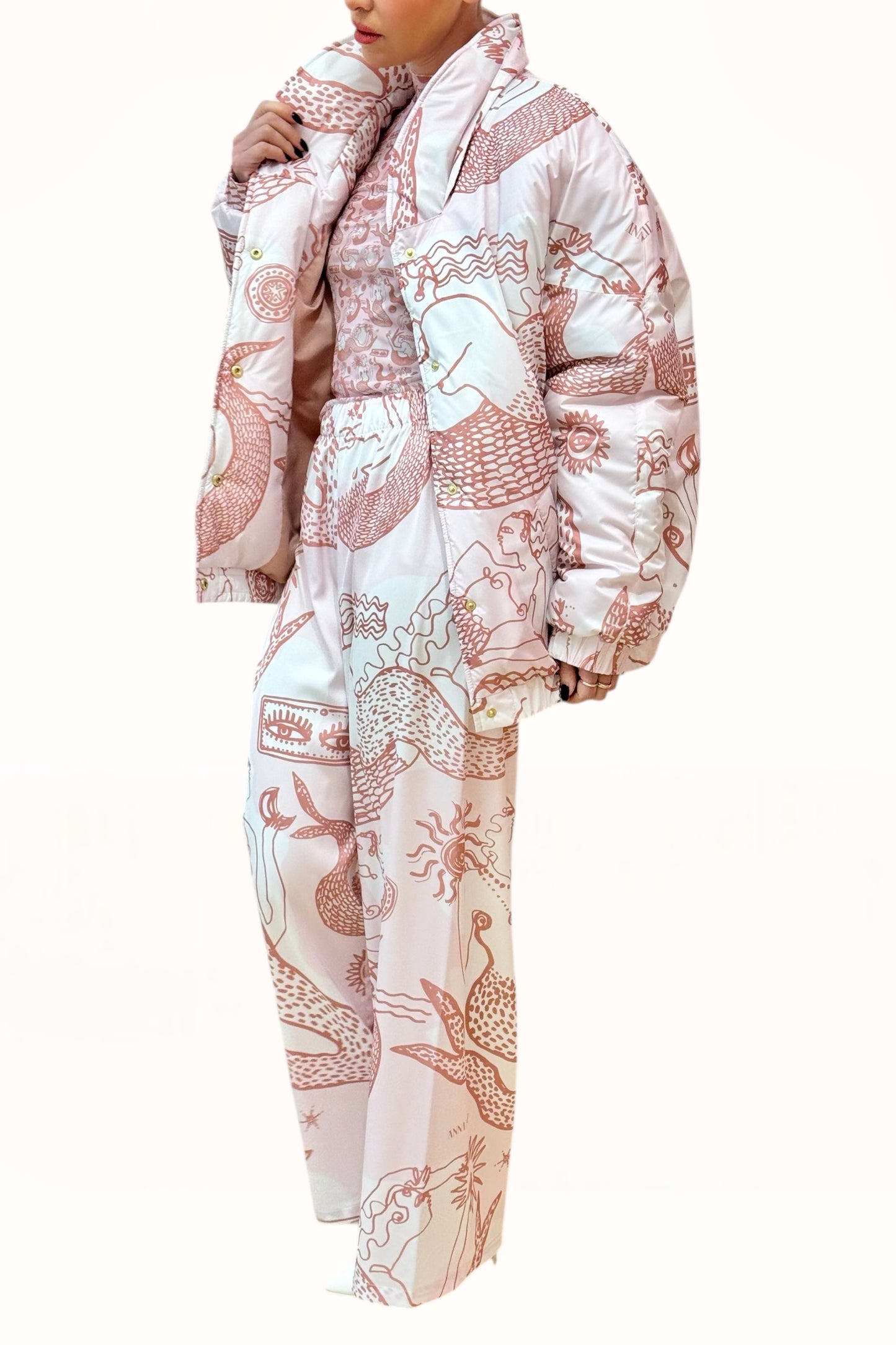 AMELIOU 2.0 PUFFER JACKET  - "MERMAID PRINT" | SOFT PINK