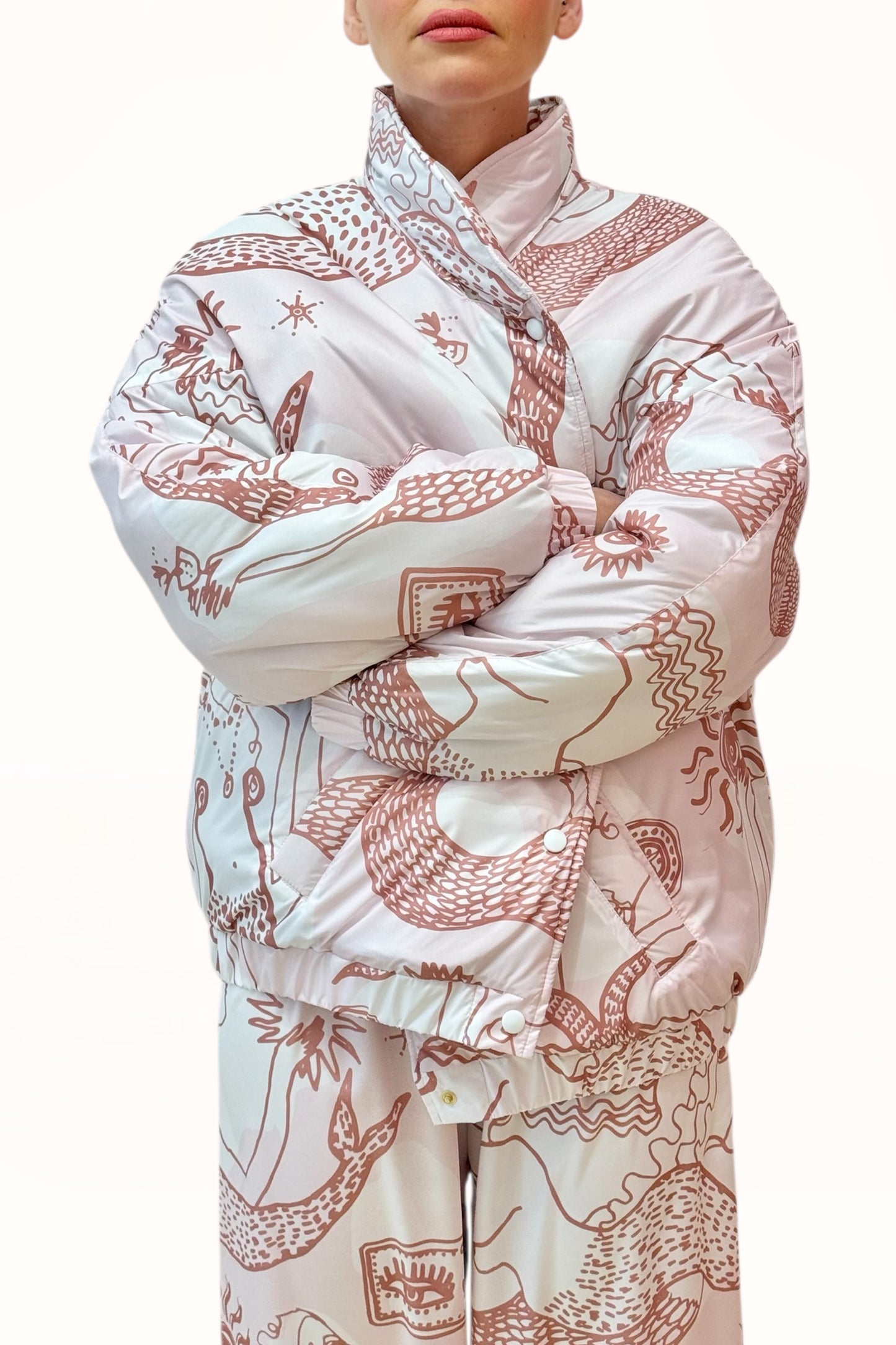 AMELIOU 2.0 PUFFER JACKET  - "MERMAID PRINT" | SOFT PINK