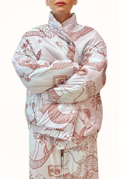 AMELIOU 2.0 PUFFER JACKET  - "MERMAID PRINT" | SOFT PINK