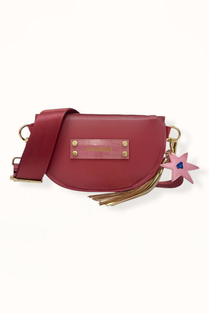 SOPHIE “L” BELTBAG  -  CHERRY RED SMOOTH LEATHER  |  COLOR BLOCK