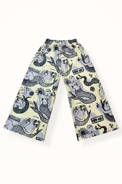 VELVET WIDE CROP PANTS  - “MERMAID PRINT”  | LEMON BUTTER & GREY