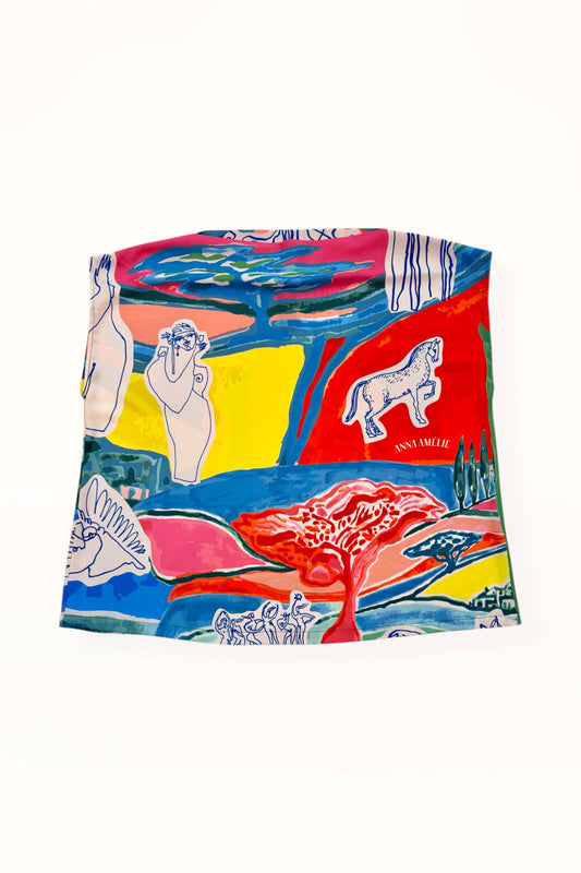 SLEEVELESS BOAT NECK TOP - “ARCADIA PRINT” | PATCHES MULTICOLOR