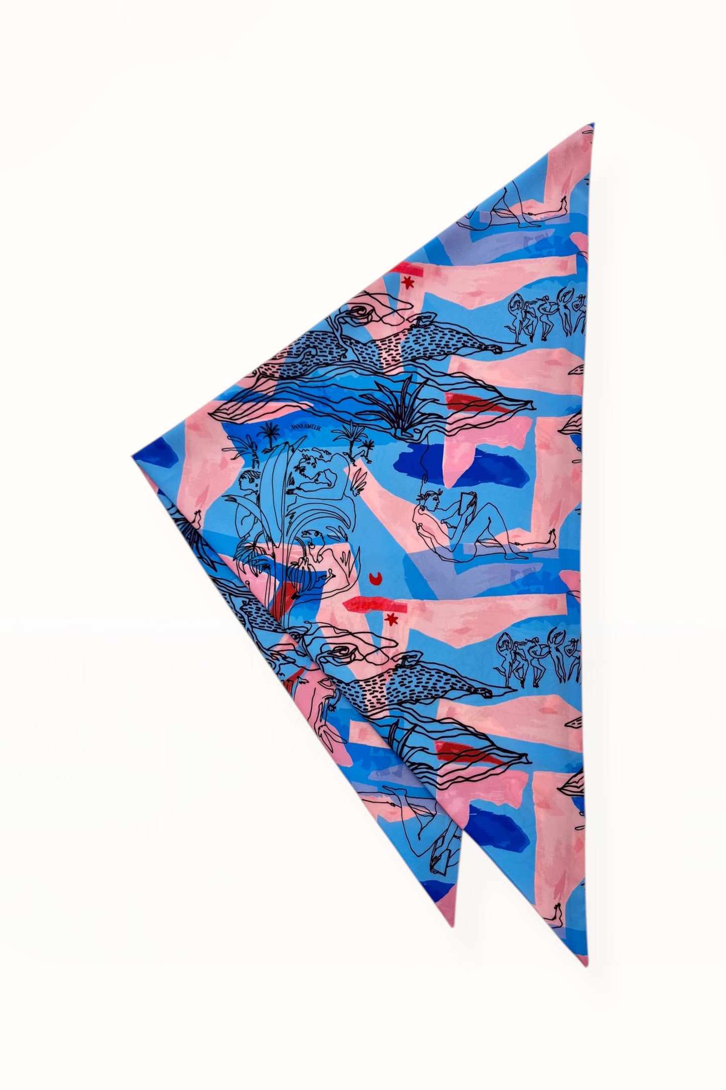 TRIANGLE SCARF  - “EDEN PRINT” | BLUE & PINK