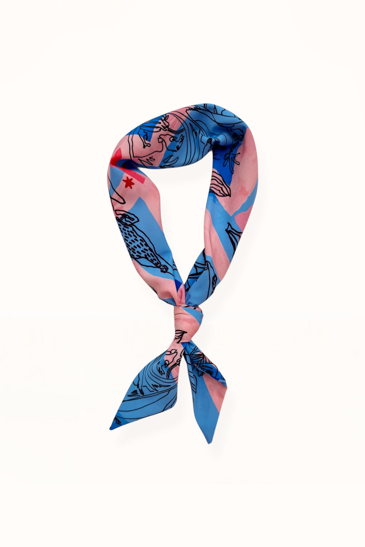 TRIANGLE SCARF  - “EDEN PRINT” | BLUE & PINK