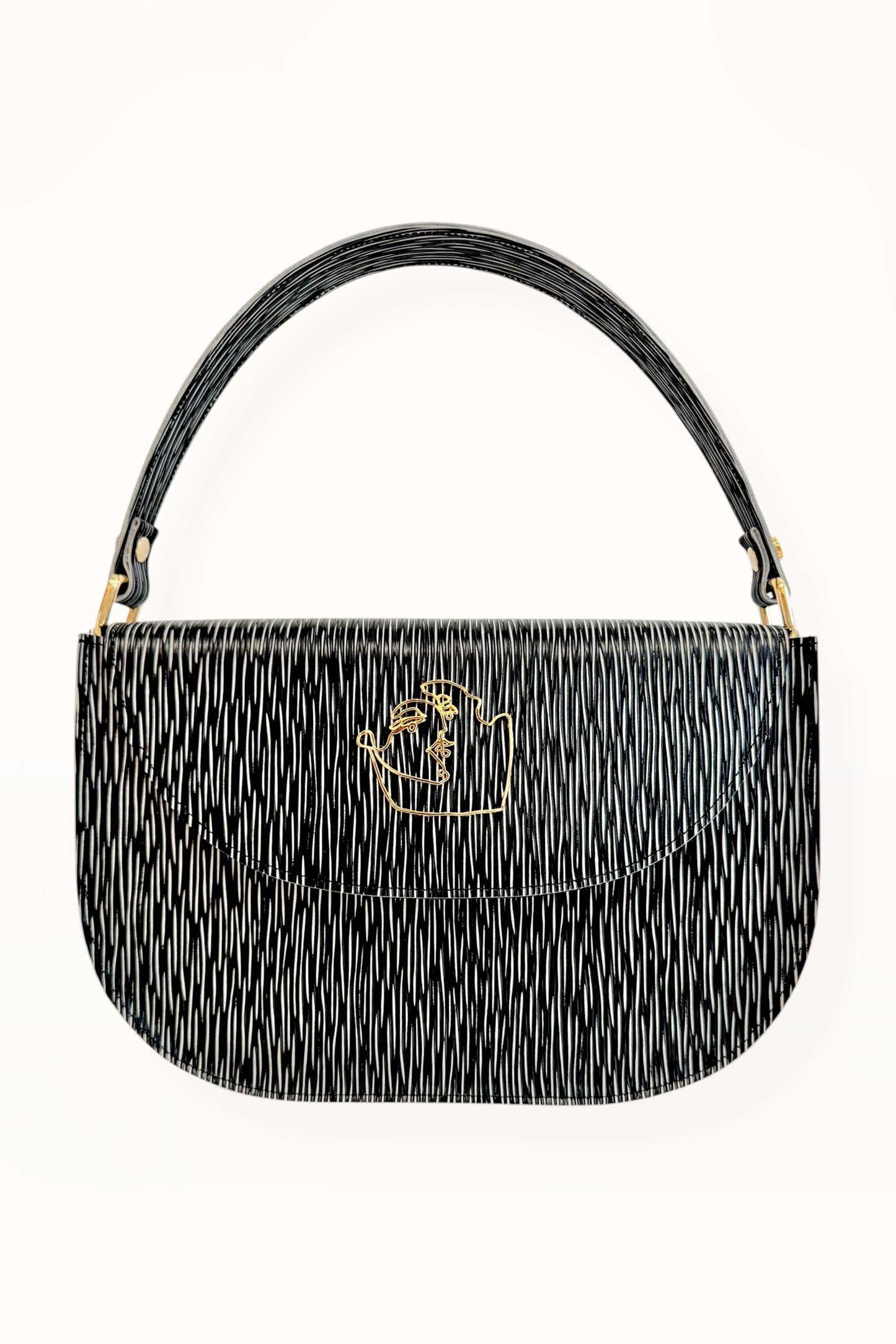 AUDREY BAG - BLACK & WHITE WOOD GRAIN LEATHER