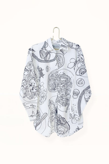 Special Pre-Order |  BUTTON DOWN SHIRT  |  “TAVERN PRINT” - WHITE