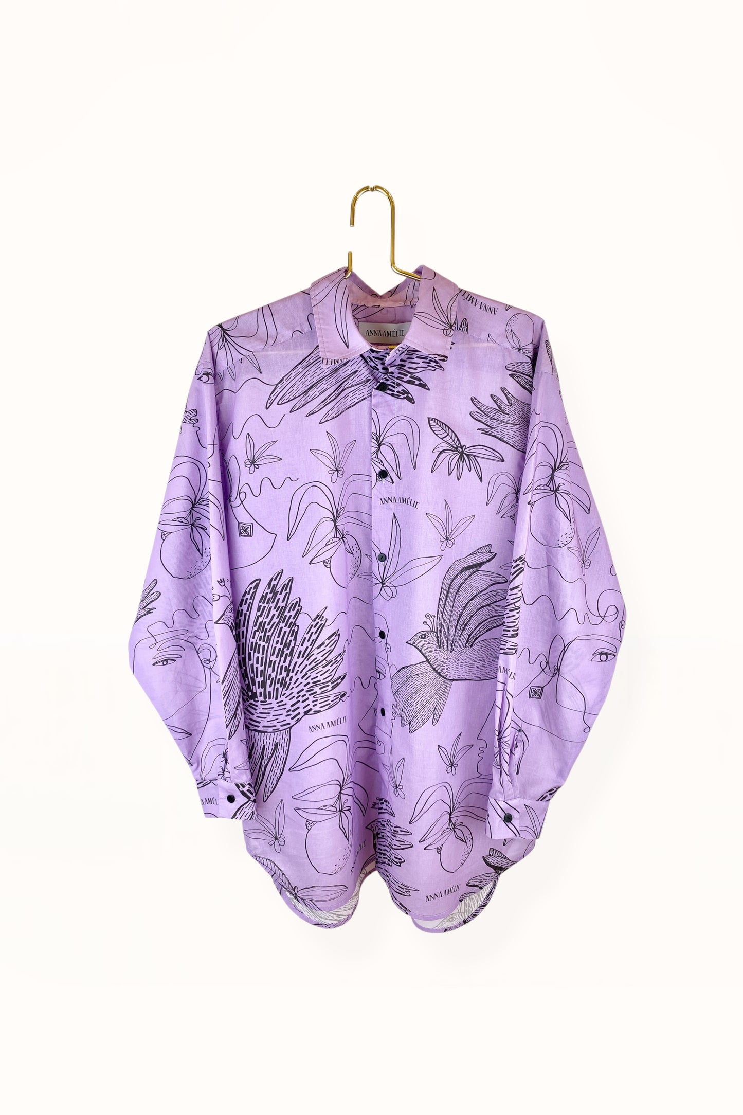 Special Pre-Order |  BUTTON DOWN SHIRT  |  “BIRDS PRINT” - PURPLE