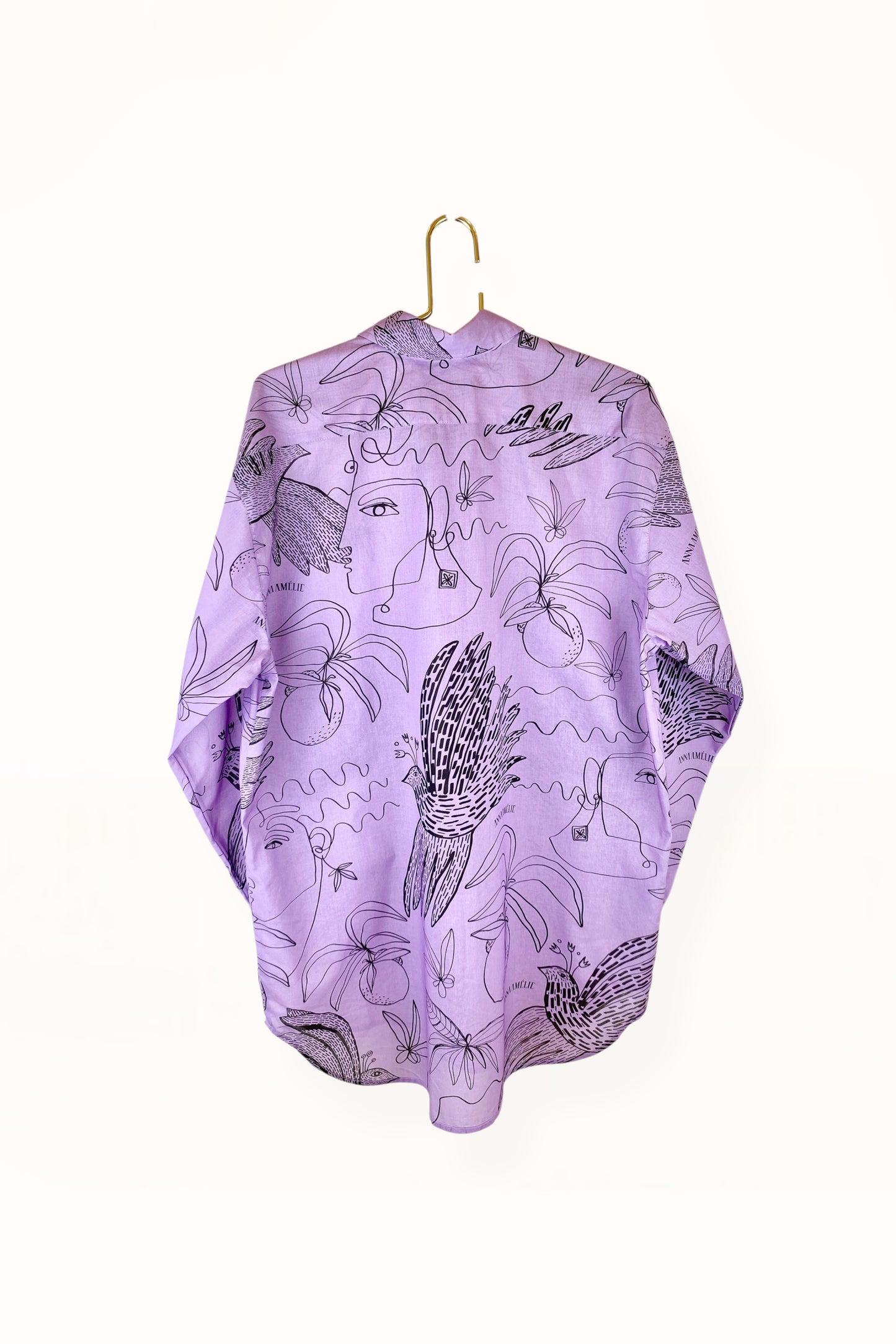 Special Pre-Order |  BUTTON DOWN SHIRT  |  “BIRDS PRINT” - PURPLE