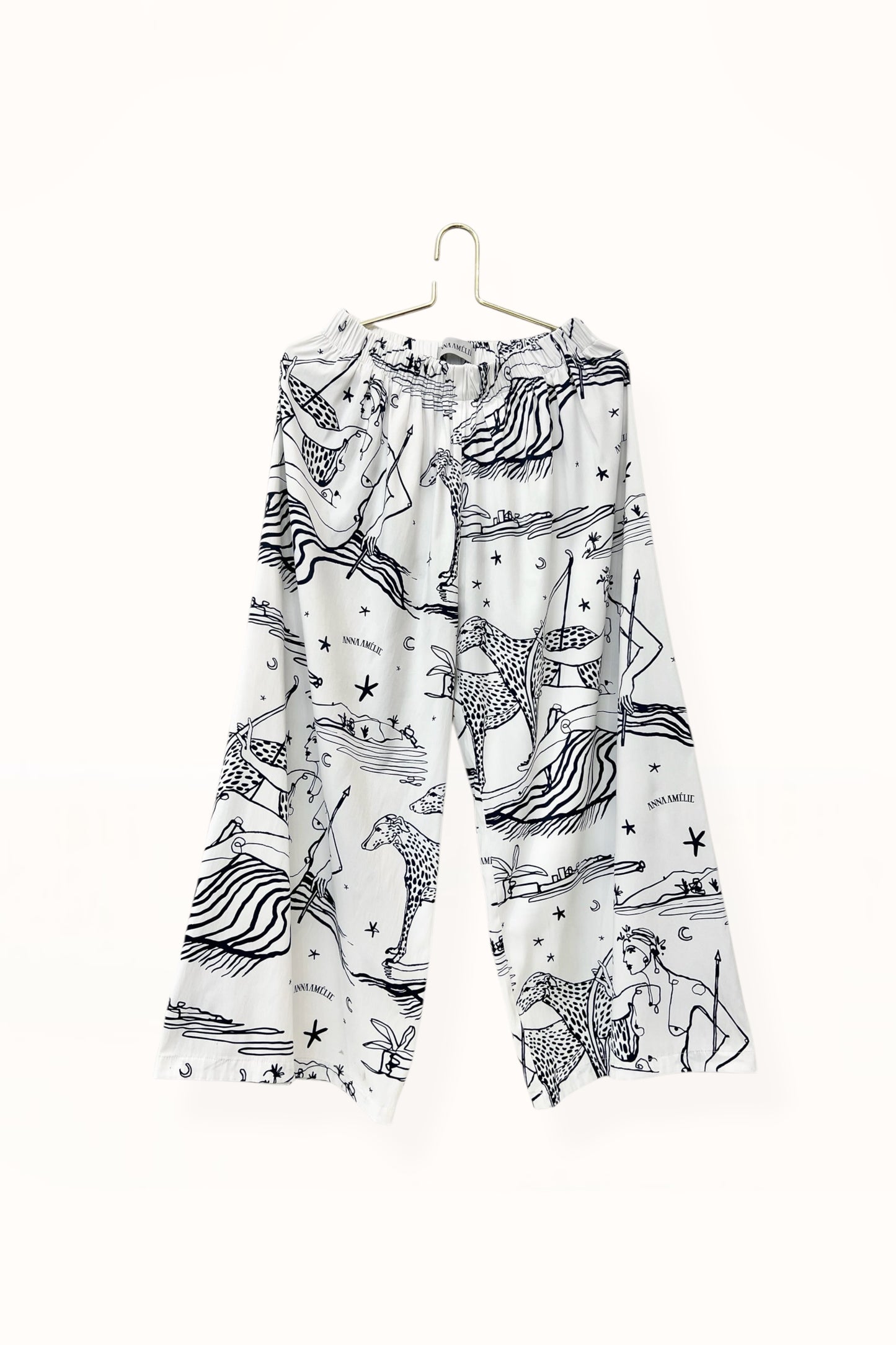 Special Pre-Order |  ELASTICATED WAIST PANTS  |  “ARTEMIS PRINT” - WHITE AND MIDNIGHT BLUE