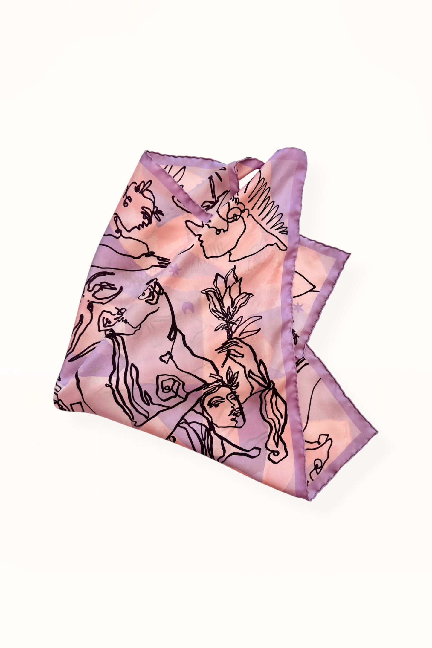 SILK SQUARE SCARF - “EDEN PRINT” | LILAC