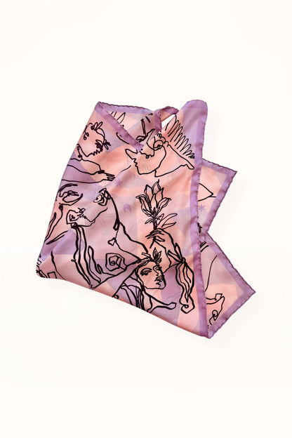 SILK SQUARE SCARF - “EDEN PRINT” | LILAC