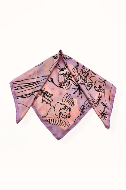 SILK SQUARE SCARF - “EDEN PRINT” | LILAC
