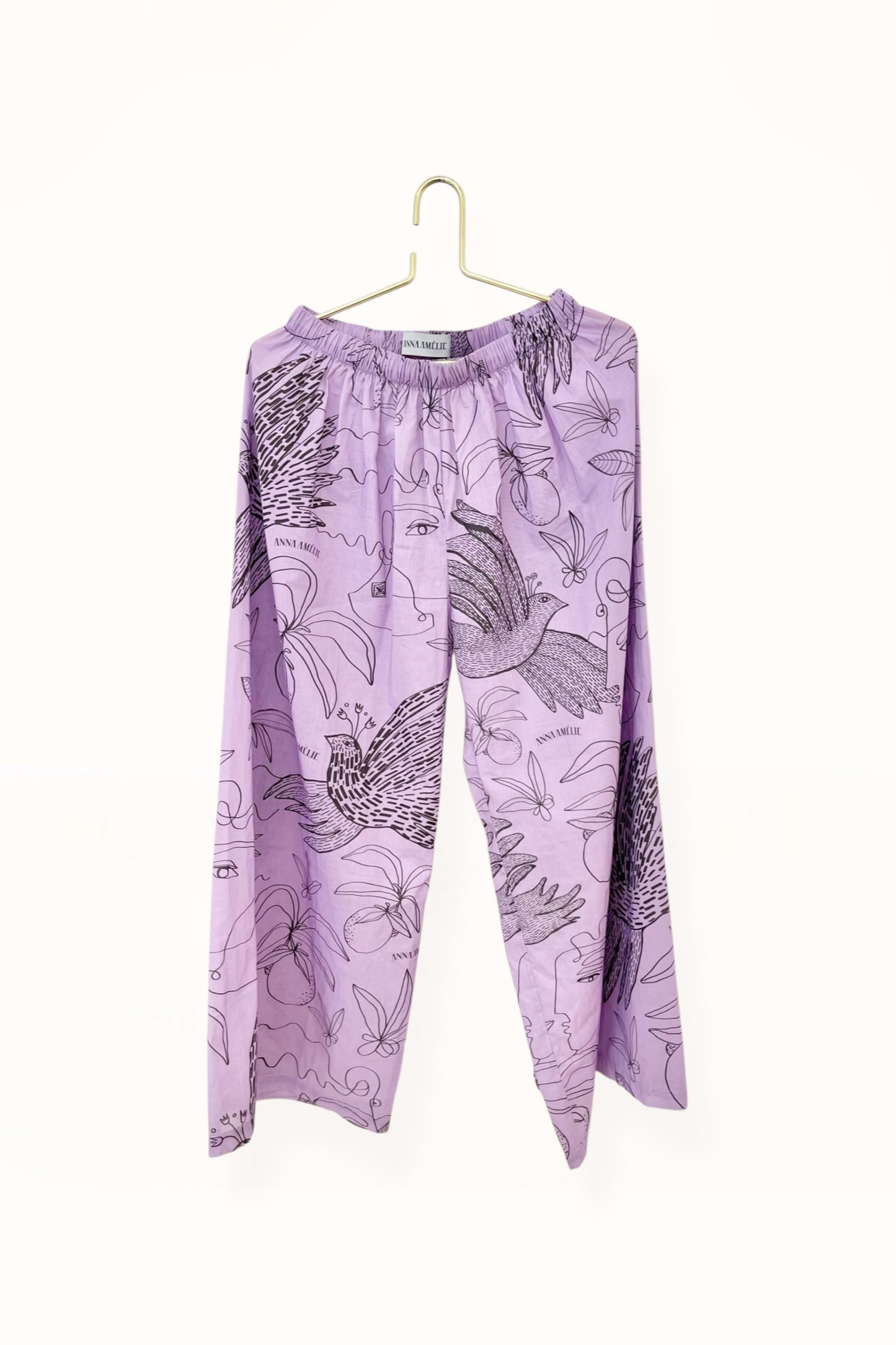 Special Pre-Order |  ELASTICATED WAIST PANTS  | “BIRDS PRINT” - PURPLE