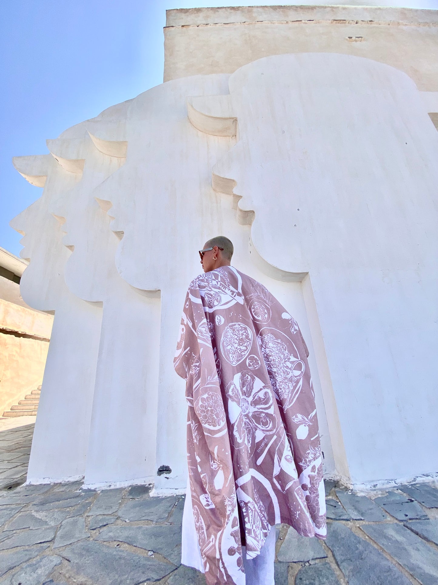 Special Pre-Order |  CAFTAN - TAVERN PRINT |  NUDE & WHITE