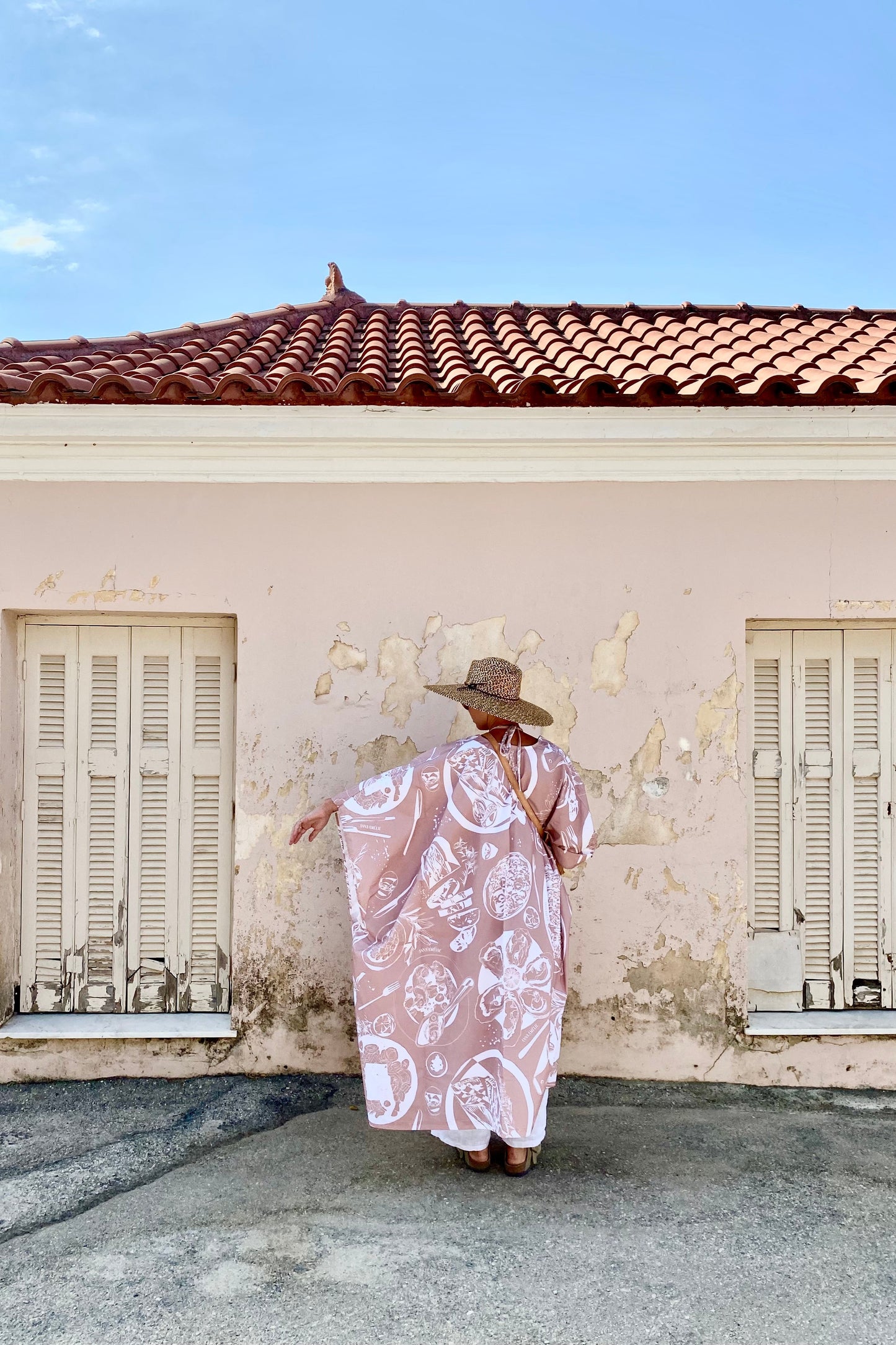 Special Pre-Order |  CAFTAN - TAVERN PRINT |  NUDE & WHITE